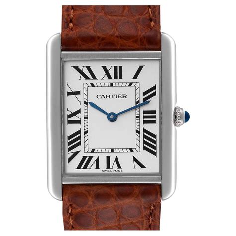 cartier tank brown strap|pre owned cartier tank watches.